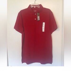 NEW Goodfellow Men Large Red Polo Standard Fit Collar Button Neckline